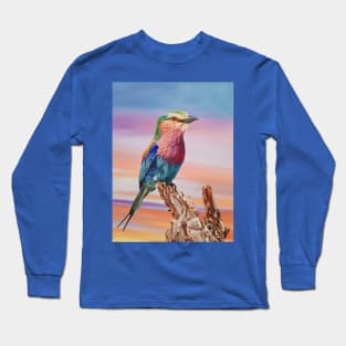 Lilac-breasted Roller Bird Painting Long Sleeve T-Shirt